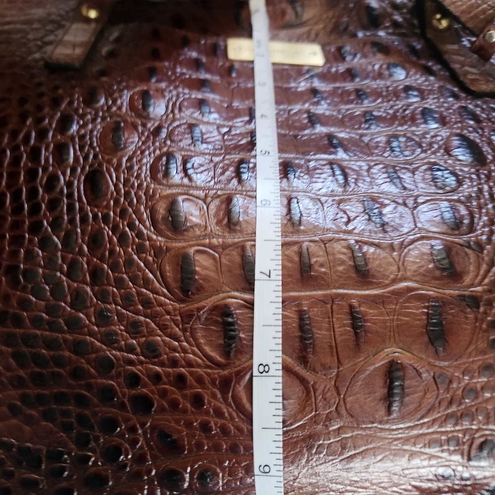 Brown Croc-Embossed Leather Tote Bag by Brahmin - Picture 13 of 15